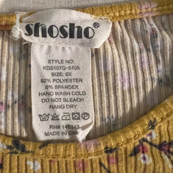 Boho Floral Print Round Neck  Long Sleeve Mustard Yellow Girls Dresses (Girls) - Picture 3 of 4